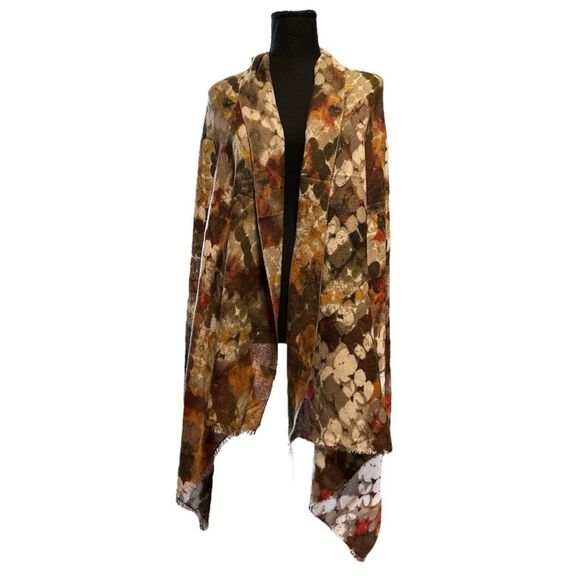 NWOT Scarf Shawl Wrap Blanket Abstract Polka Dots Warm Autumn Neutral 74" x 29" - Picture 14 of 15